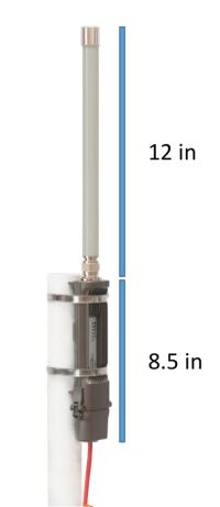 The Metal52 is 21.5in tall with antenna attached